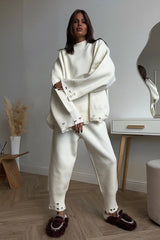 Distressed Knit Sweater Jogger Pants Set