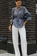 Ruffled Sleeve Tencel Blouse