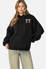 Number Graphic Oversized Pullover Hoodie