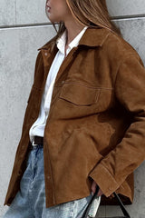 Retro Suede Lapel Slim Jacket