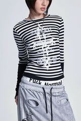 Gothic Plaid Layered Graphic Long Sleeve T-Shirt