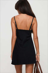 Low Cut Spaghetti Strap Denim Dress