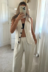 Striped Tailored Vest Straight Pants Set