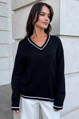 Casual Knit V Neck Sweater