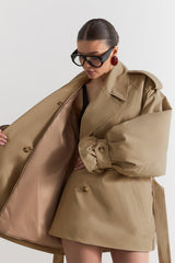 Epaulet Belted Short Trench Coat