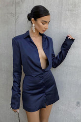 Padded Shoulder Long Sleeve Bodycon Mini Dress