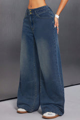 Button Front Vintage Wide Jean