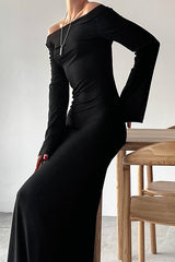 Black Knit Elegant Maxi Dress