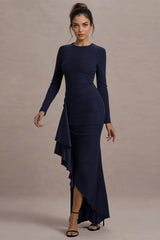 Ruffled Long Sleeve Bodycon Maxi Dress