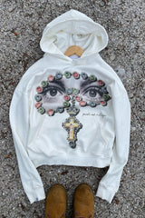 Eye Cross Graphic Cropped Pullover Hoodie