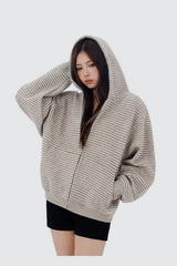 Striped Zip Knit Hoodie