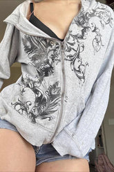 Dark Graphic Zip Hoodie