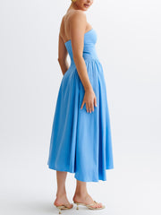 Tube Top Stylish Pleated Midi Dress Dresses