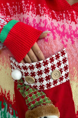 Christmas 3D Snowman Hooded Pom Sweater