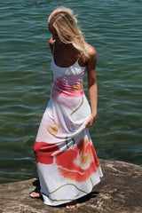 Floral U Neck Strap Backless Vacation Dress