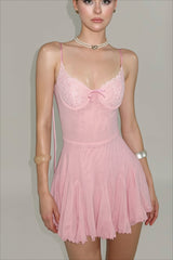 Tie Strap V Neck Flared Mini Dress