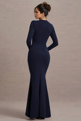 Ruffled Long Sleeve Bodycon Maxi Dress