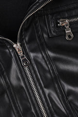 Multi Zip Faux Leather Fitted Jacket