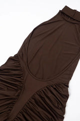 Turtleneck Backless Midi Dress