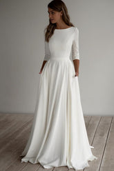 Three Quarter Sleeve Pocket Formal Dress