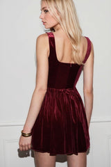 Burgundy Sexy Slim Party Glam Velvet Dress