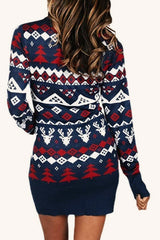 Christmas Jacquard Cozy Casual Pullover Sweater Dress