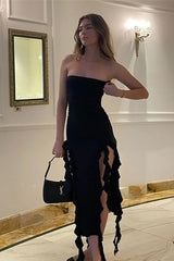 Irregular Backless Midi Dress