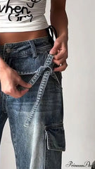 Bow Tie Strap Wide Leg Jeans