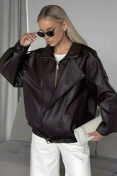 Oversized PU Moto Jacket