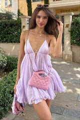 Layered Ruffle Tie Front Mini Dress