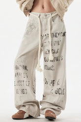 High Waist Letter Straight Jean