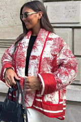 Printed Padded Pocket Coat