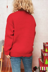 Christmas Cartoon Deer Knit Crew Patchwork Sweater