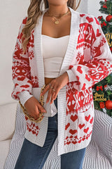 Reindeer Pocket Long Sleeve Christmas Cardigan