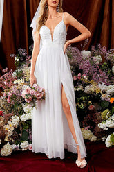 Lace Appliques Slip Maxi Dress