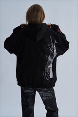 Glitter Gun Graphic Oversized Zip Hoodie