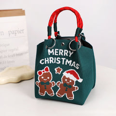 Christmas Woven Knitted Magnetic Snap Handheld Bag