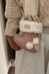 Cute Boot Shape Suede Fuzzy Crossbody Bag Mini Phone Bag