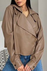 Faux Leather Lapel Moto Jacket
