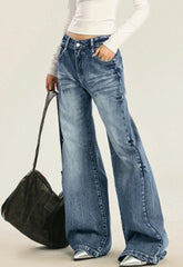 Washed Cat Whisker Wide Jean