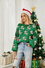 Christmas Deer Cartoon Contrast Sweater