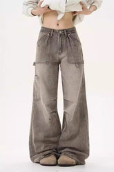Loose Fit Distressed Floor Length Jean