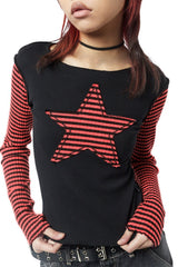 Star Panel Striped Layered Long Sleeve T-Shirt