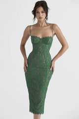 Lace Spaghetti Strap Midi Dress