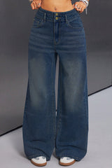 Button Front Vintage Wide Jean