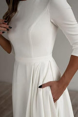 Three Quarter Sleeve Pocket Formal Dress