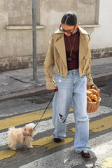 Cropped Storm Flap Trench Jacket