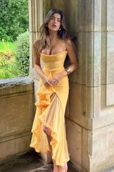 Irregular Ruffle Hem Midi Dress