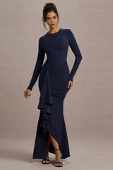 Ruffled Long Sleeve Bodycon Maxi Dress