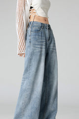 Vintage Crease Distressed Wide Jean